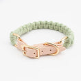 Load image into Gallery viewer, Collier en cuir et coton tressé main pour chien Oscar et Plume Collier vert / S
