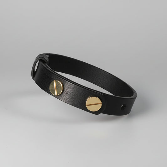 Collier en cuir fait main pour chat avec boutons en métal doré, élégant et durable