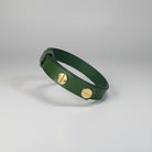 Collier en cuir fait main pour chat en vert avec des rivets dorés élégants