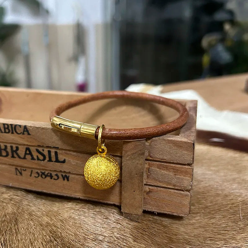 Collier en cuir pour chat avec un pendentif doré élégant pour un style raffiné