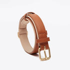 Collier en cuir pour chien marron clair avec boucle métal doré signé Oscar et Plume