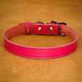 Load image into Gallery viewer, Collier en cuir souple véritable réglable pour petit et moyen chiens Oscar et Plume Fushia / S
