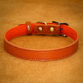 Load image into Gallery viewer, Collier en cuir souple véritable réglable pour petit et moyen chiens Oscar et Plume Orange / S
