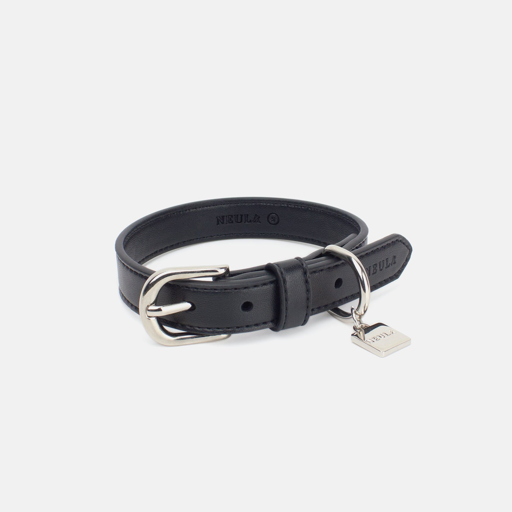 Collier en Cuir Vegan Pour Chien Élégant Oscar et Plume Gris / XS