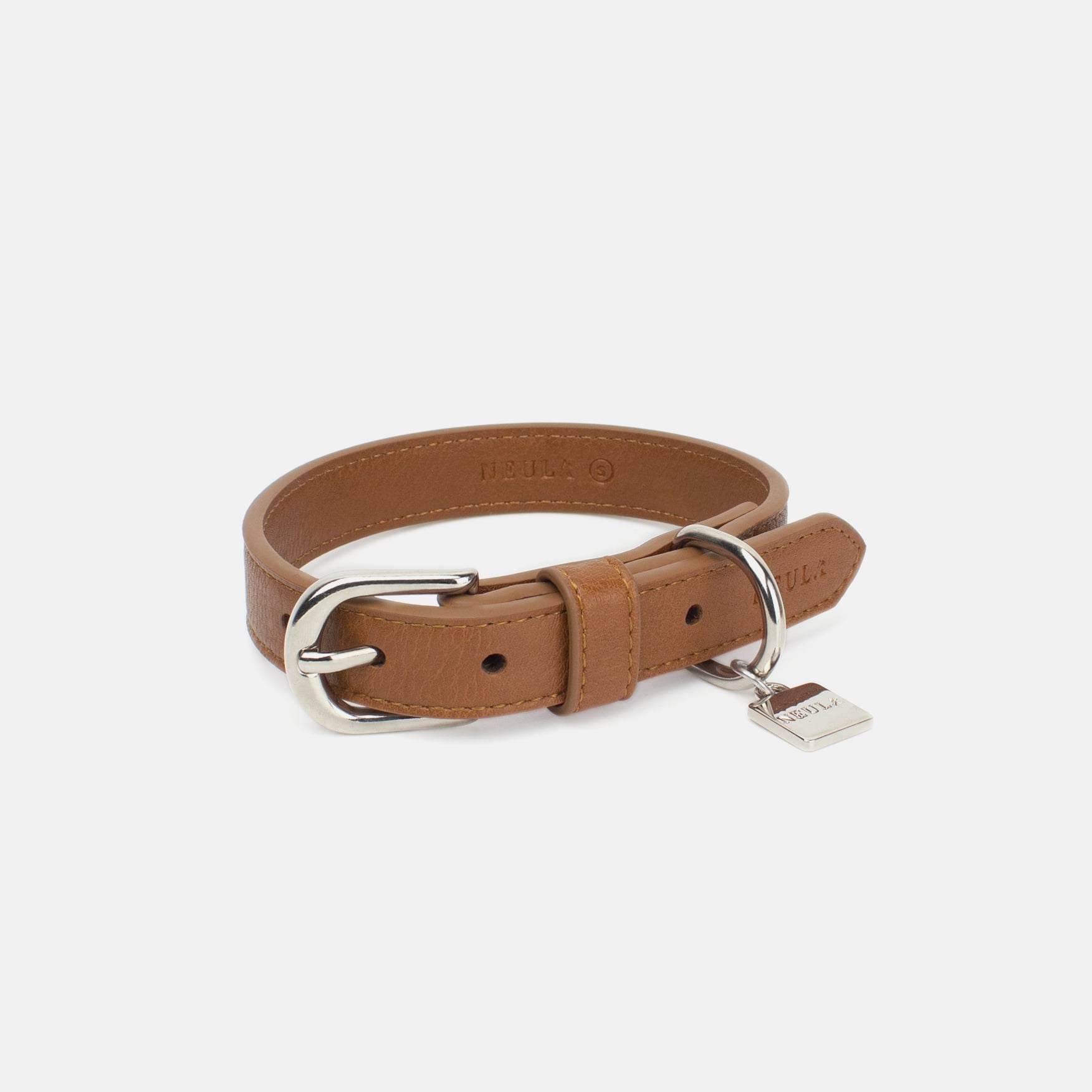 Collier en Cuir Vegan Pour Chien Élégant Oscar et Plume Gris / XS