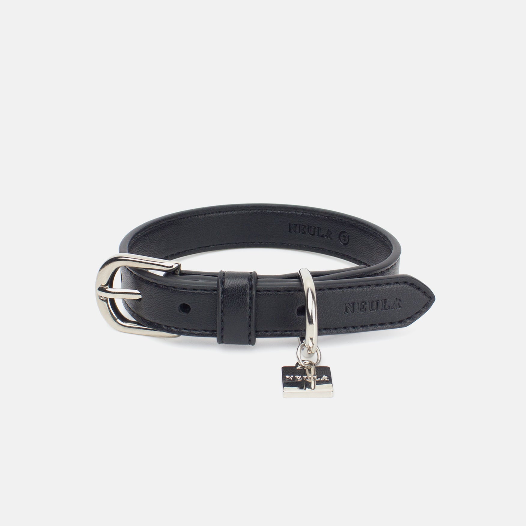 Collier en Cuir Vegan Pour Chien Élégant Oscar et Plume Noir / XS