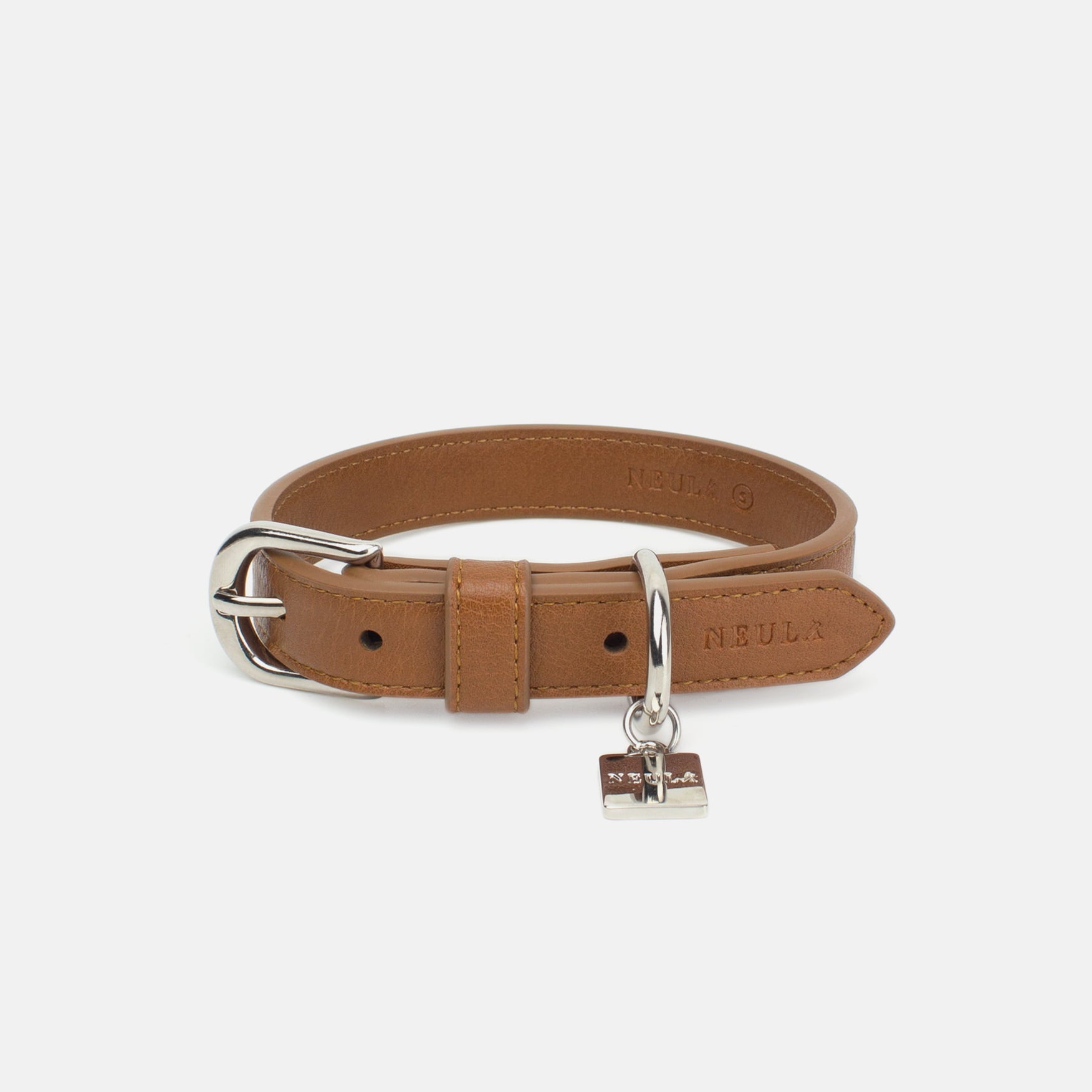 Collier en Cuir Vegan Pour Chien Élégant Oscar et Plume Marron / XS