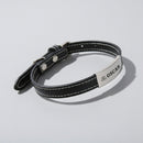 Collier en cuir véritable noir avec plaque personnalisée pour chien Oscar et Plume