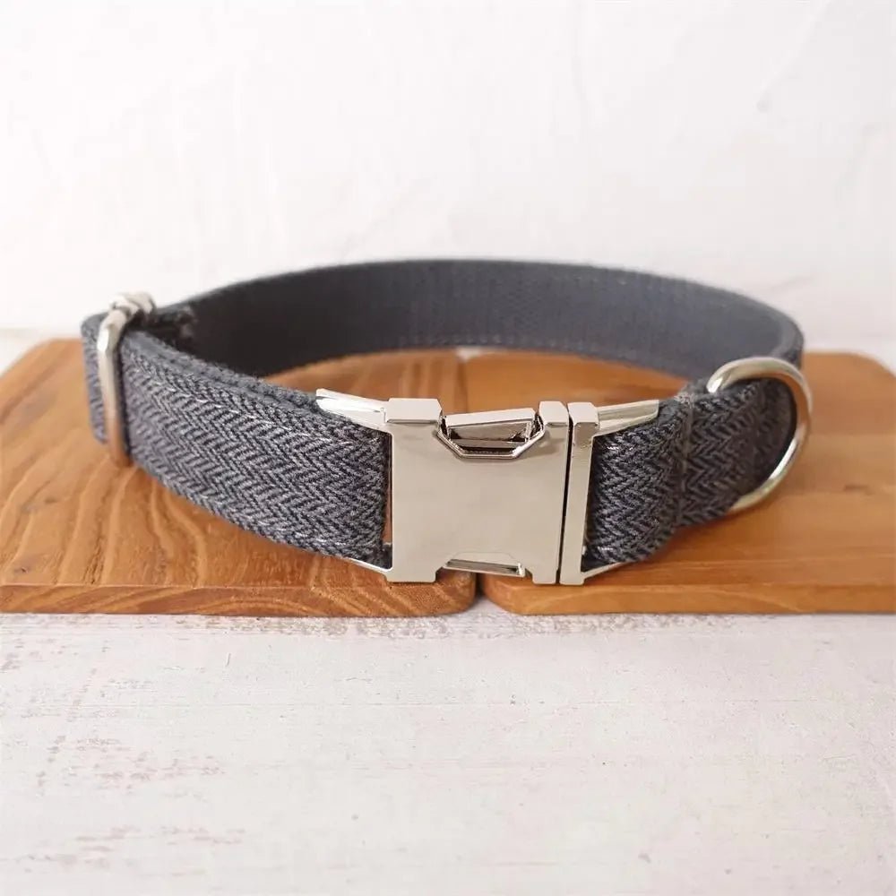 Collier en tissu personnalisable pour chien Oscar et Plume Collier gris / XS