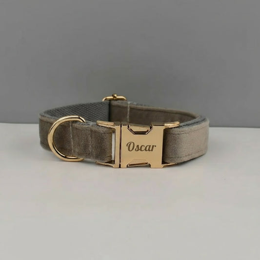 Collier en velours pour chien de Oscar et Plume avec boucle dorée élégante