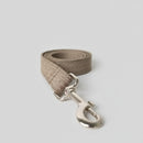 Collier et laisse personnalisable pour chien en tissu beige avec attache métallique brillante