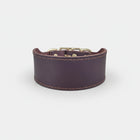 collier large pour chien en cuir marron fonce Oscar et Plume large bande rembourree avec couture visible et boucle metal