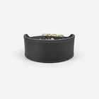 collier large pour chien noir en cuir epais avec coutures visibles et boucle laiton Oscar et Plume