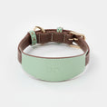 Load image into Gallery viewer, Collier large pour lévrier en cuir vert menthe et marron, conçu pour le confort des chiens
