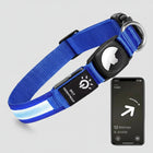 Collier led chien avec airtag bleu étanche IPX7 avec smartphone affichant la localisation