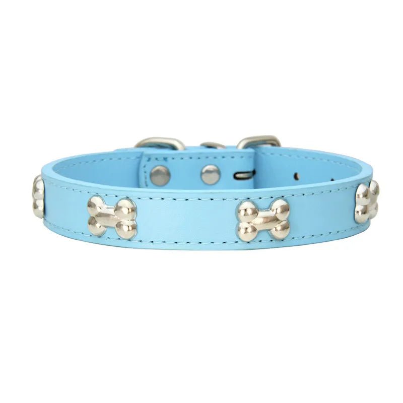 Collier os en cuir durable pour chien Oscar et Plume Bleu ciel / XS