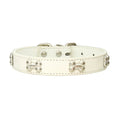 Charger l'image dans la visionneuse de la galerie, Collier os en cuir durable pour chien Oscar et Plume Blanc / XS
