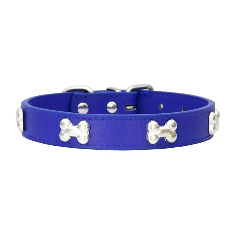 Collier os en cuir durable pour chien Oscar et Plume Bleu profond / XS