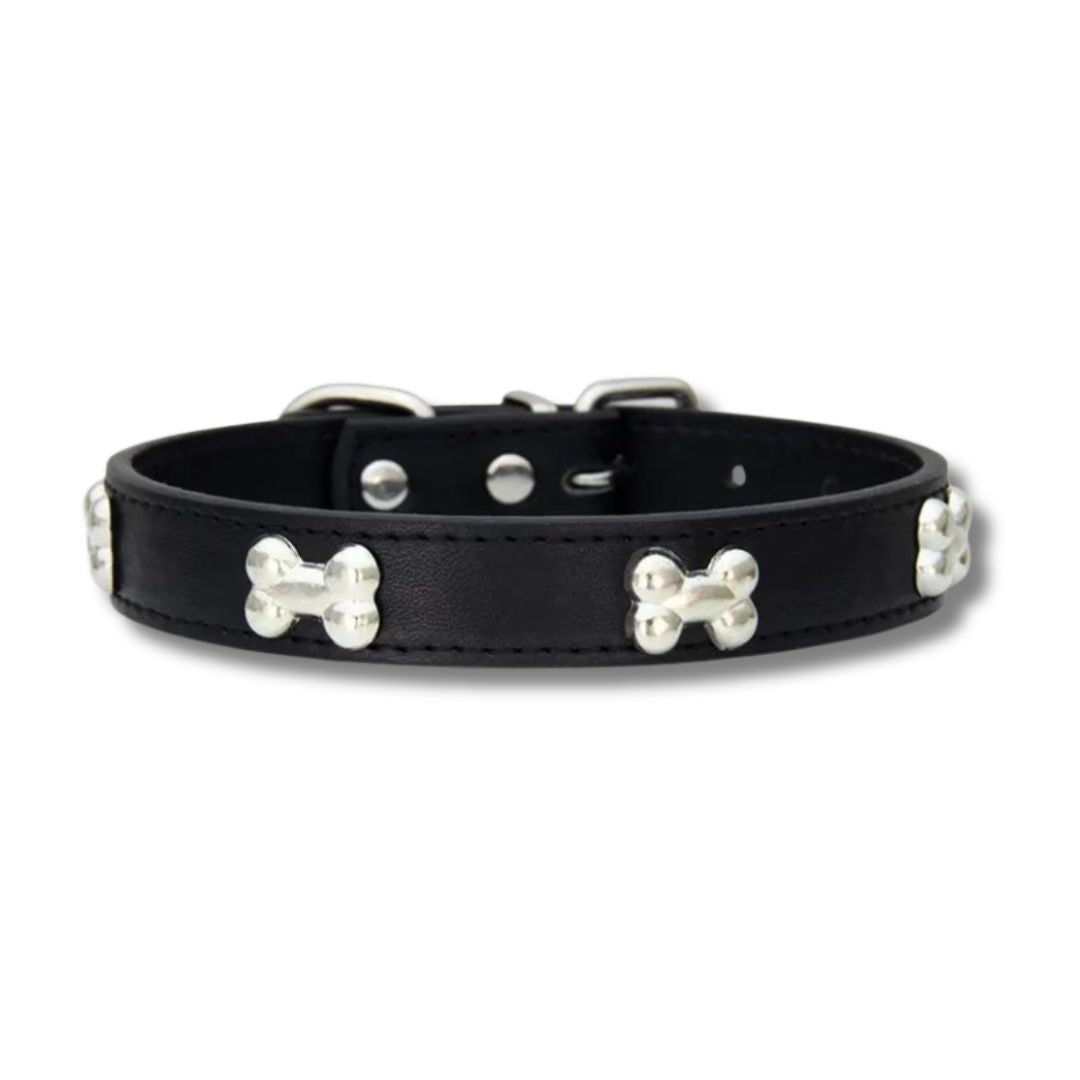 Collier os en cuir durable pour chien Oscar et Plume Noir / XS