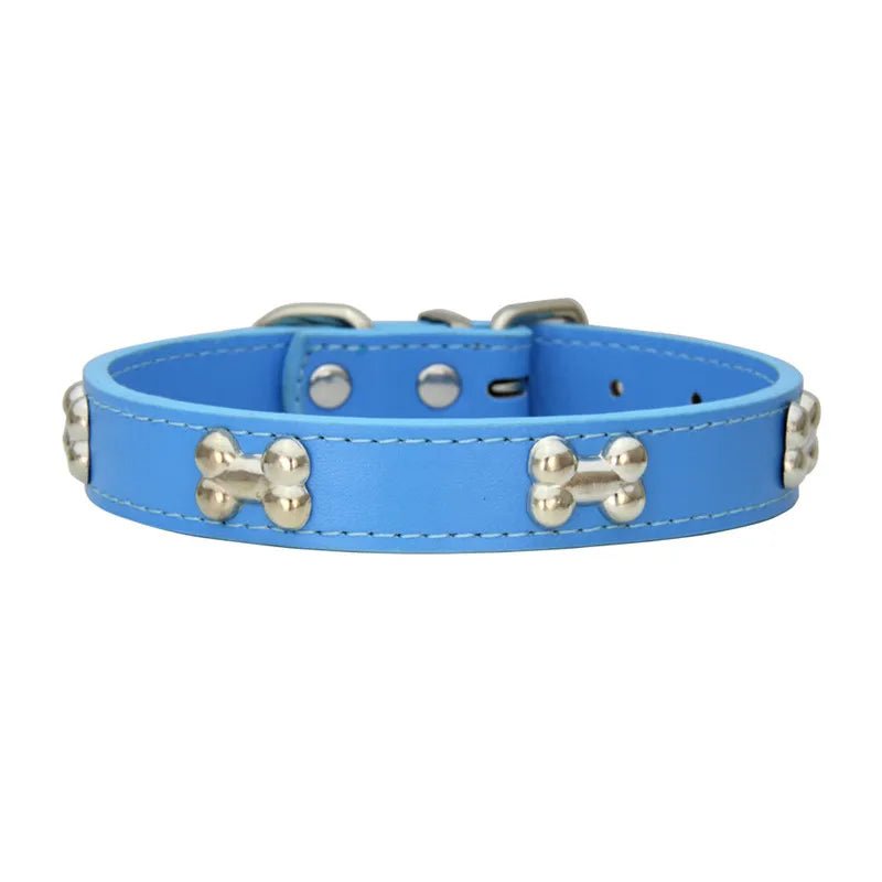 Collier os en cuir durable pour chien Oscar et Plume Bleu marine / XS