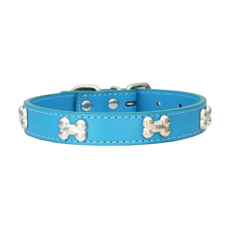 Collier os en cuir durable pour chien Oscar et Plume Bleu / XS