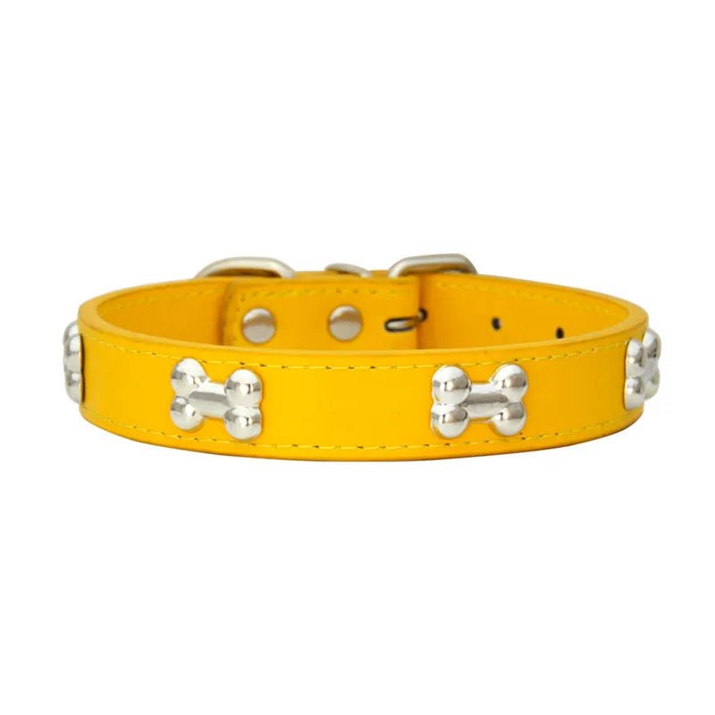 Collier os en cuir durable pour chien Oscar et Plume Or / XS