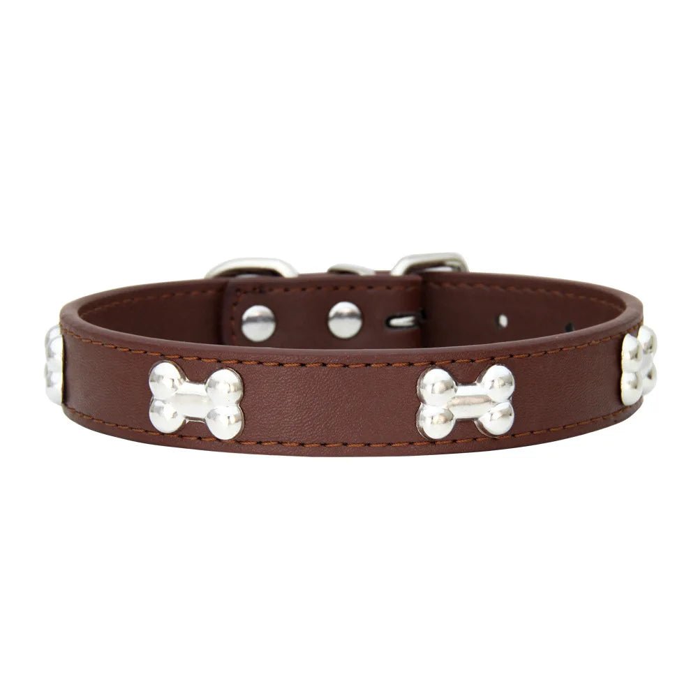 Collier os en cuir durable pour chien Oscar et Plume Café / XS