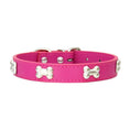 Charger l'image dans la visionneuse de la galerie, Collier os en cuir durable pour chien Oscar et Plume Fushia / XS
