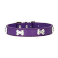 Charger l'image dans la visionneuse de la galerie, Collier os en cuir durable pour chien Oscar et Plume Violet / XS
