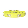 Charger l'image dans la visionneuse de la galerie, Collier os en cuir durable pour chien Oscar et Plume Jaune / XS
