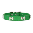 Charger l'image dans la visionneuse de la galerie, Collier os en cuir durable pour chien Oscar et Plume Vert / XS
