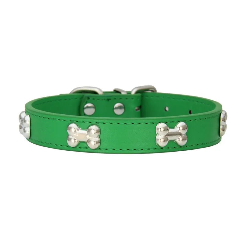 Collier os en cuir durable pour chien Oscar et Plume Vert / XS