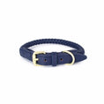 Load image into Gallery viewer, Collier ou collier + laisse tressé en cuir durable pour chien Oscar et Plume Collier Bleu / S
