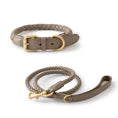 Charger l'image dans la visionneuse de la galerie, Collier ou collier + laisse tressé en cuir durable pour chien Oscar et Plume Laisse + collier Taupe / S
