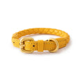 Load image into Gallery viewer, Collier ou collier + laisse tressé en cuir durable pour chien Oscar et Plume Collier Jaune / S
