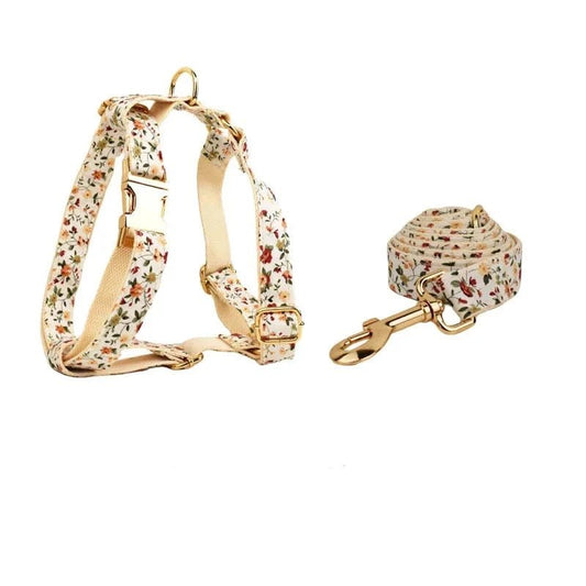Collier personnalisable Pour Chien avec harnais et laisse à motifs floraux par Oscar et Plume