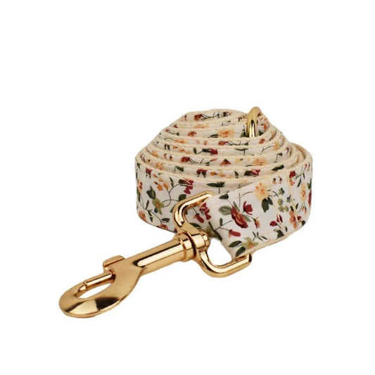 Laisse Micheline en coton motif fleurs vintage par Oscar et Plume collier personnalisable Pour Chien