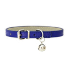 Collier pour chat avec clochette en cuir synthétique bleu et boucle réglable pour un ajustement confortable
