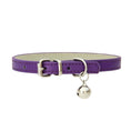 Load image into Gallery viewer, Collier pour chat avec clochette en cuir violet pour un look élégant et pratique
