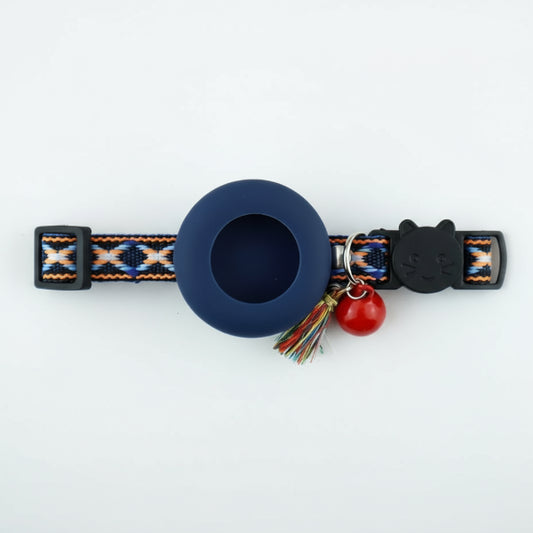 Collier pour chat avec emplacement Airtag en silicone et motif coloré avec grelot