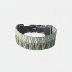 Collier pour chien en tissu tissé aux motifs naturels et à la finition en cuir marron