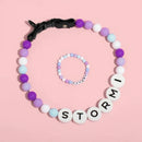 Collier pour chien personnalisé avec perles colorées et lettres, accompagné d'un bracelet assorti