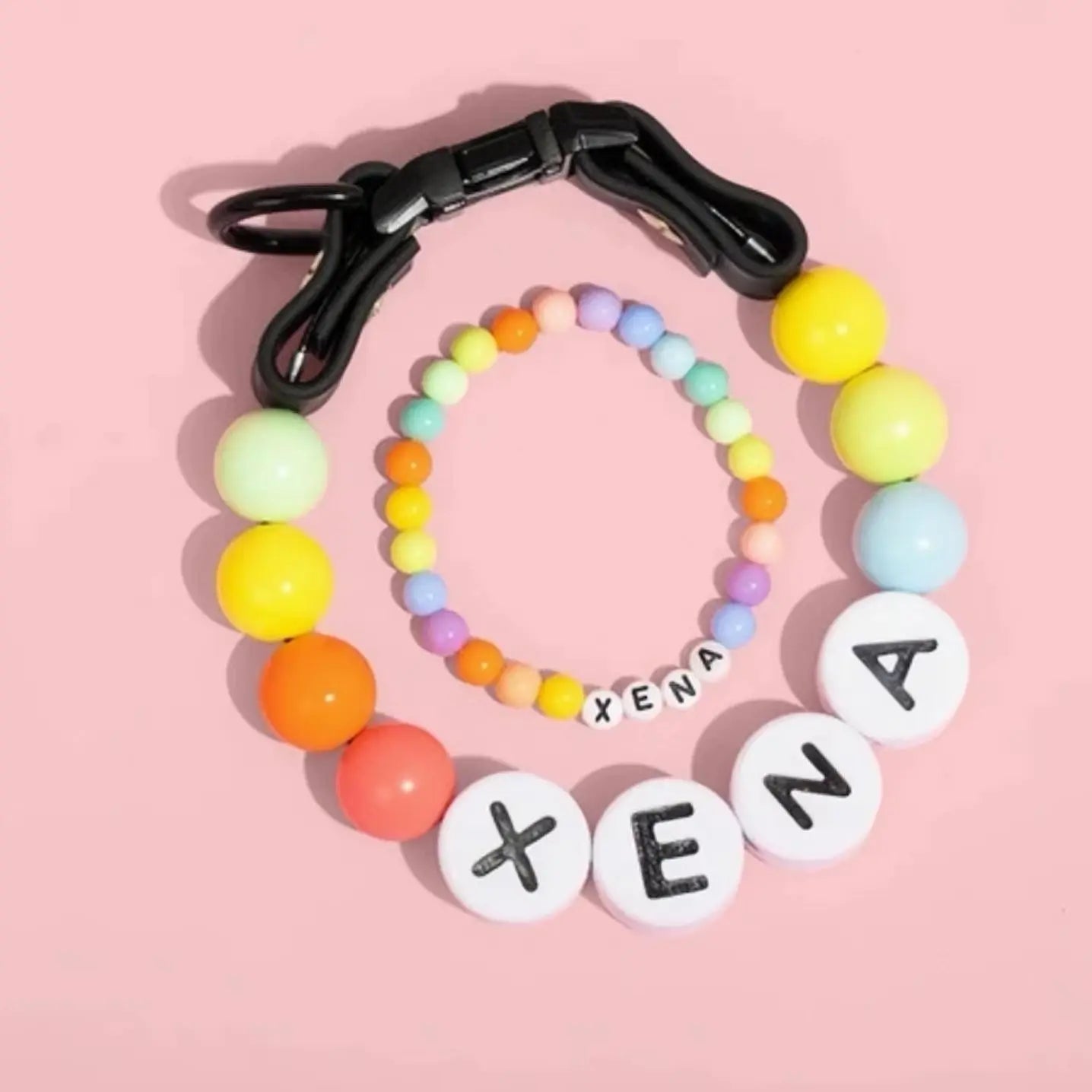 Collier pour chien coloré avec perles en silicone et lettres personnalisées pour animaux de compagnie