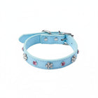Collier simili cuir petit chien en bleu avec strass décoratifs pour élégance et confort
