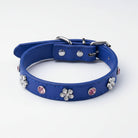 Collier simili cuir petit chien bleu avec strass brillants pour des promenades élégantes