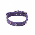 Charger l'image dans la visionneuse de la galerie, Collier simili cuir petit chien violet décoré de strass pour un look élégant
