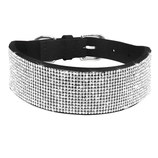 Collier strass pour chien Oscar et Plume Noir (Large) / XS-Large