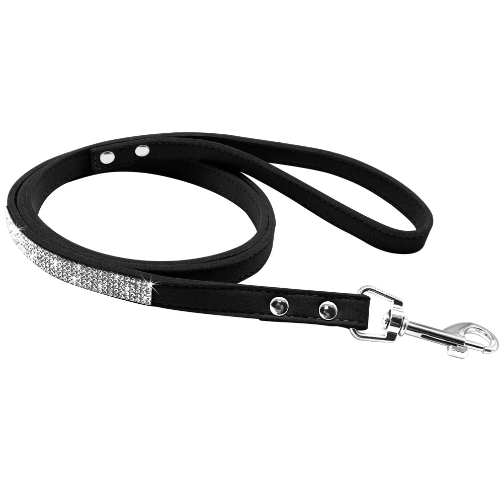 Collier strass pour chien Oscar et Plume Laisse noire / M