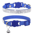 Charger l'image dans la visionneuse de la galerie, Collier strass et clochette en daim durable pour chat Oscar et Plume Bleu - 4 rangées / XS
