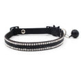 Load image into Gallery viewer, Collier strass et clochette en daim durable pour chat Oscar et Plume Noir - 2 rangées / XS
